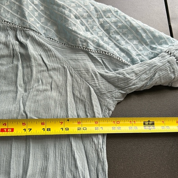 Women’s Blouse Size‎ 12 Green Crinkle Sheer Panel Pullover Coquette Romantic - Picture 10 of 14